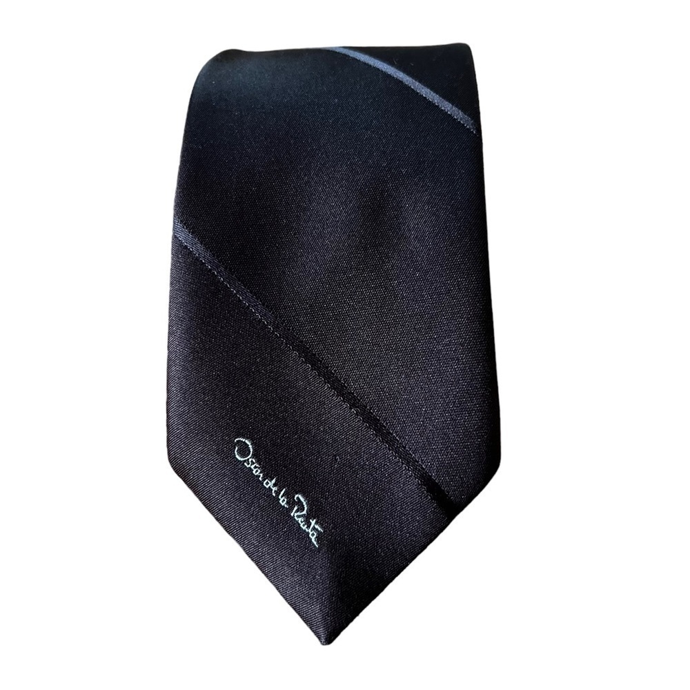 Oscar de la Renta Striped Chocolate Brown Tie